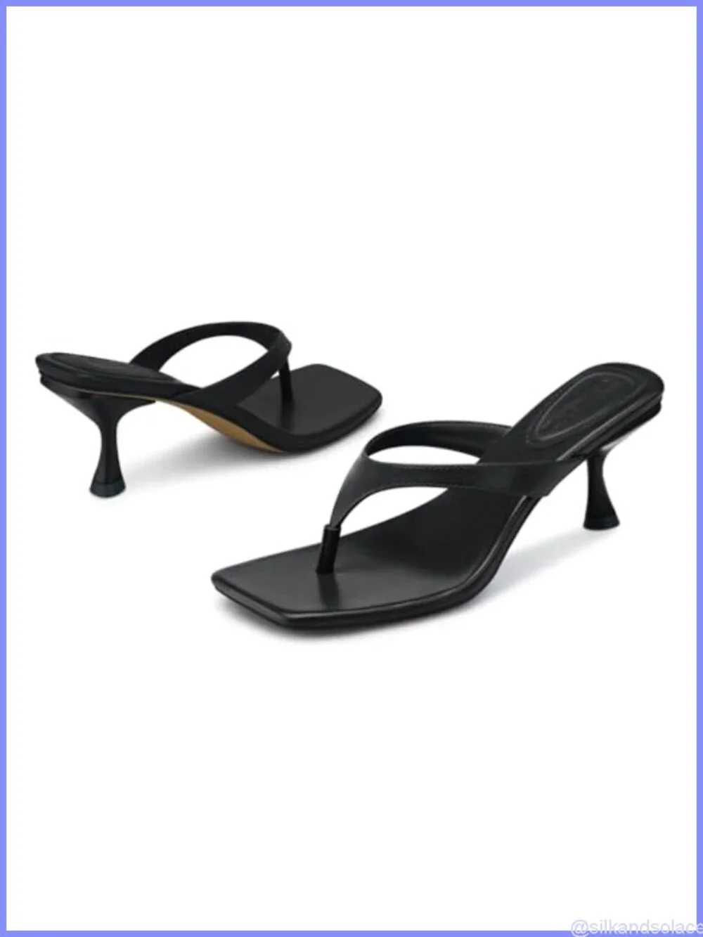 Women's Kitten Heel Flip Flop Sandals - 2.5 Inch Heeled Thong Sandal Square Toe